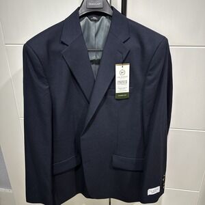 JM Haggar Jacket Mens 46R Blue 2 Button Classic Fit Blazer classic Fit NWT